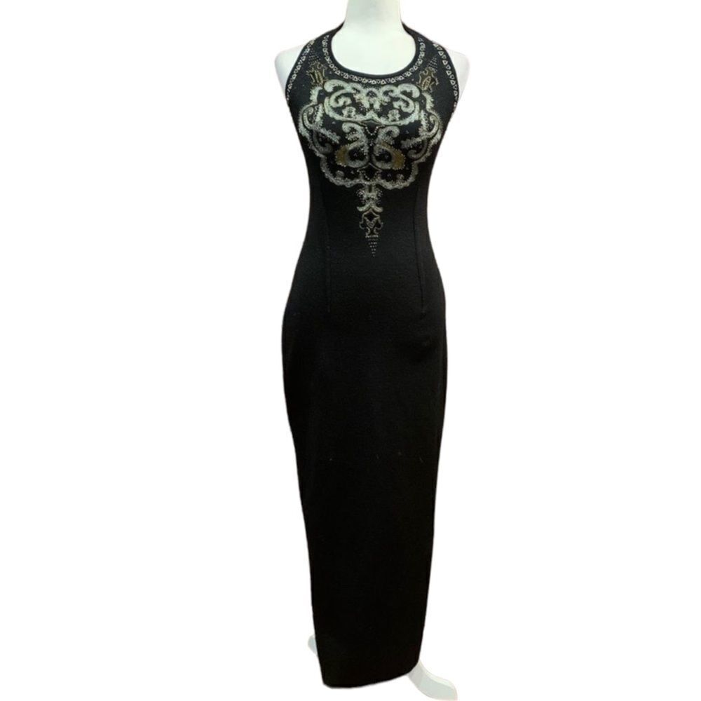 Carole Little Maxi dress black Knit Midi/Maxi Silver Shimmer